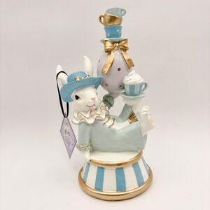 Top Hat and Tail Whimsical Bunny Rabbit Egg Teacup Stack Pastel Easter Decor